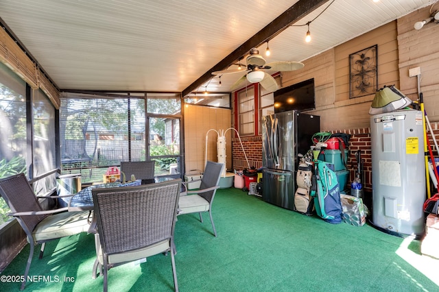 4818 Astral St, Jacksonville, FL 32205 - sunroom / solarium with ceiling fan, outdoor dining area, and water heater