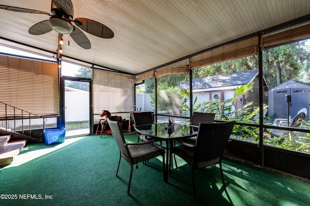 4818 Astral St, Jacksonville, FL 32205 - sunroom with ceiling fan, outdoor dining space, plenty of natural light, and lofted ceiling