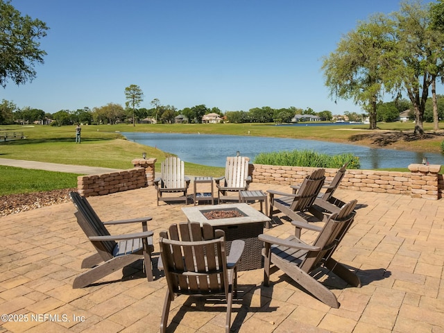 1614 Sheffield Park Ct, Jacksonville, FL 32225 - view of patio / terrace featuring a fire pit and a water view