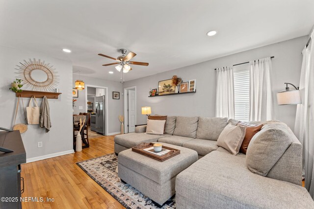 4737 College St, Jacksonville, FL 32205 - living area with ceiling fan, recessed lighting, and light wood-style flooring