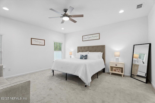 227 Wind Chime Ln, Saint Augustine, FL 32095 - bedroom featuring carpet, recessed lighting, and a ceiling fan