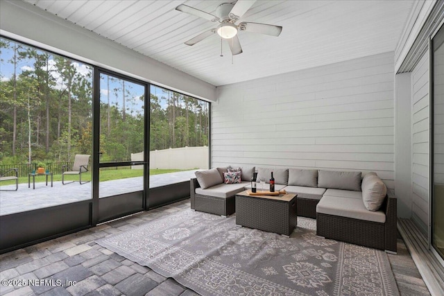227 Wind Chime Ln, Saint Augustine, FL 32095 - sunroom / solarium with ceiling fan and an outdoor hangout area