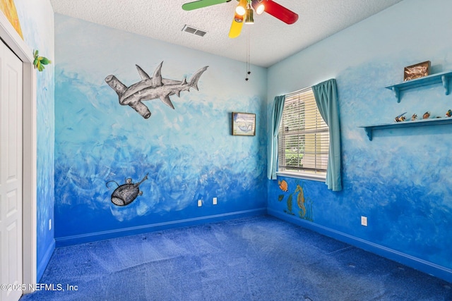 1028 Meadow View Ln, Saint Augustine, FL 32092 - spare room with carpet floors, a textured ceiling, and ceiling fan