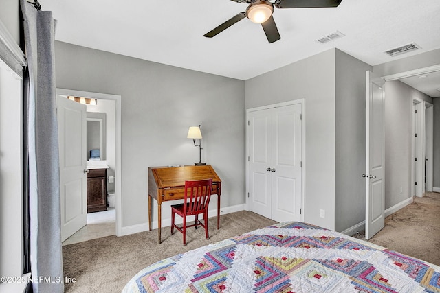 62 Seaside Vista Ct, Saint Augustine, FL 32084 - bedroom featuring carpet, ensuite bath, and ceiling fan