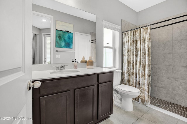 62 Seaside Vista Ct, Saint Augustine, FL 32084 - full bathroom featuring a tile shower, vanity, and tile patterned flooring