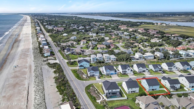 62 Seaside Vista Ct, Saint Augustine, FL 32084 - aerial view of residential area featuring expansive beach and property boundaries highlighted