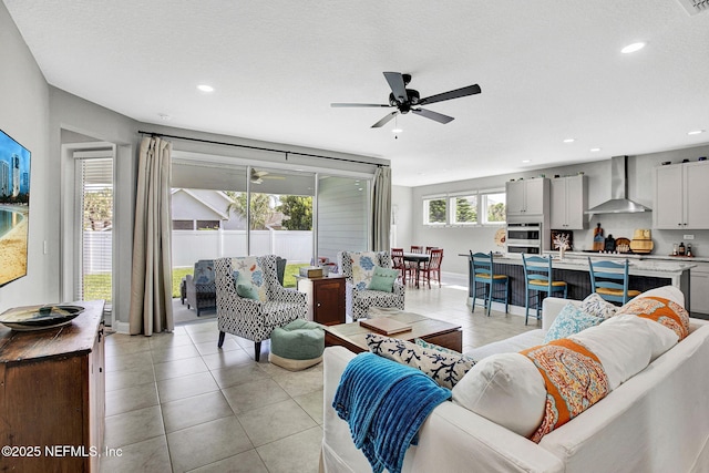 62 Seaside Vista Ct, Saint Augustine, FL 32084 - living area with ceiling fan, light tile patterned flooring, and recessed lighting