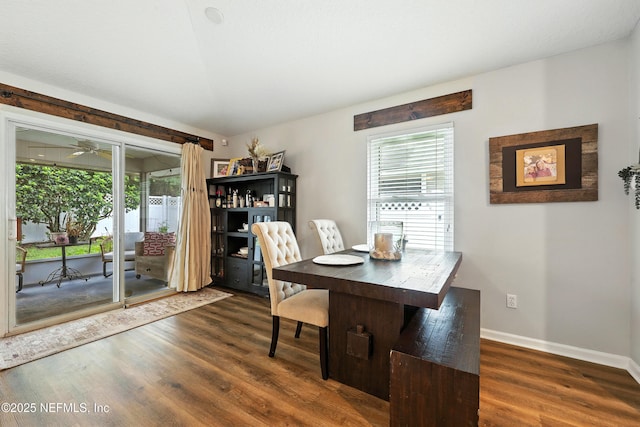 145 E Blackjack Branch Way, Saint Johns, FL 32259 - dining space with dark wood finished floors and a ceiling fan