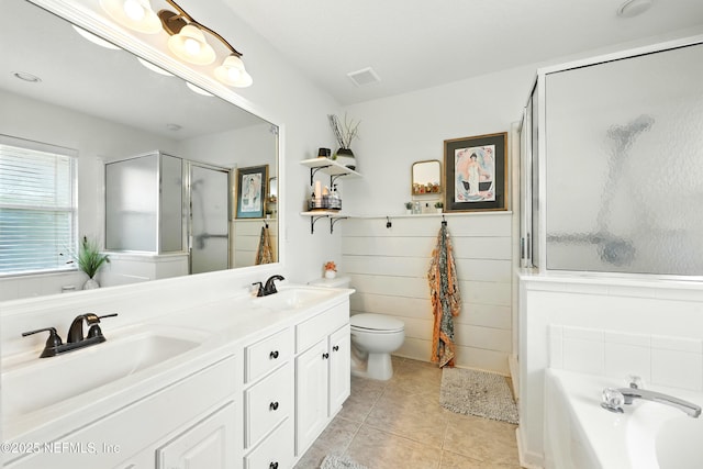 145 E Blackjack Branch Way, Saint Johns, FL 32259 - full bath featuring a shower stall, a garden tub, tile patterned floors, and double vanity