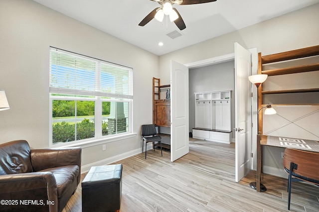 214 Gap Creek Dr, Saint Johns, FL 32259 - sitting room with ceiling fan, light wood-style floors, and recessed lighting
