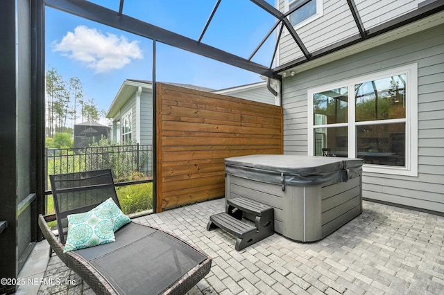 214 Gap Creek Dr, Saint Johns, FL 32259 - view of patio / terrace featuring a hot tub and glass enclosure