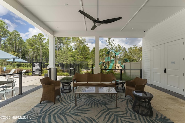 214 Gap Creek Dr, Saint Johns, FL 32259 - view of patio featuring an outdoor hangout area and a ceiling fan