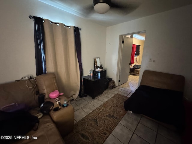 511 Clearview Dr, Cocoa, FL 32927 - living room with light tile patterned floors and a ceiling fan
