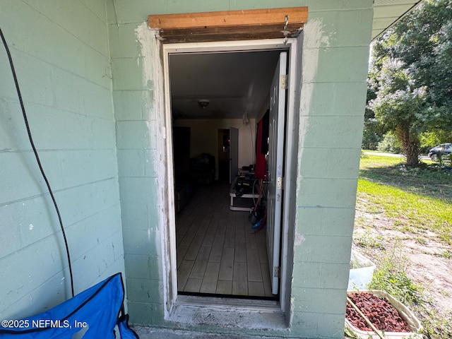 511 Clearview Dr, Cocoa, FL 32927 - property entrance featuring concrete block siding
