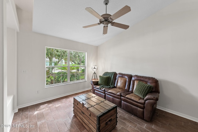 213 Seamist Ct, Ponte Vedra Beach, FL 32082 - living area with vaulted ceiling, wood finished floors, and ceiling fan