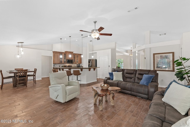 213 Seamist Ct, Ponte Vedra Beach, FL 32082 - living area featuring lofted ceiling, ceiling fan, and wood finished floors