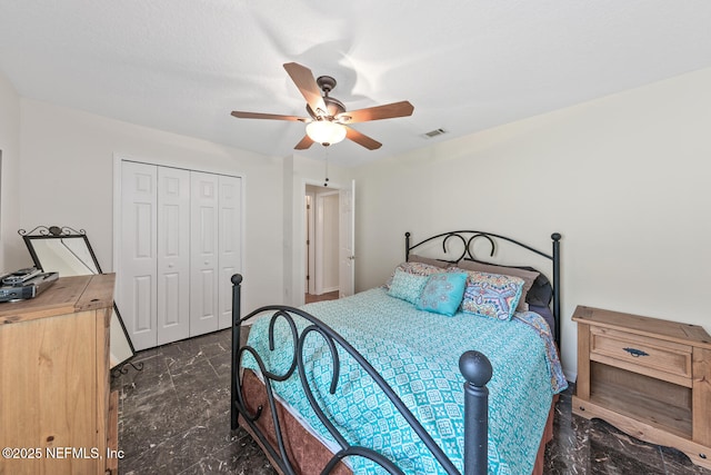 213 Seamist Ct, Ponte Vedra Beach, FL 32082 - bedroom featuring a closet, marble finish flooring, and ceiling fan