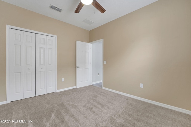 25122 Chipshot Ct, Sorrento, FL 32776 - unfurnished bedroom with carpet floors, a closet, and a ceiling fan