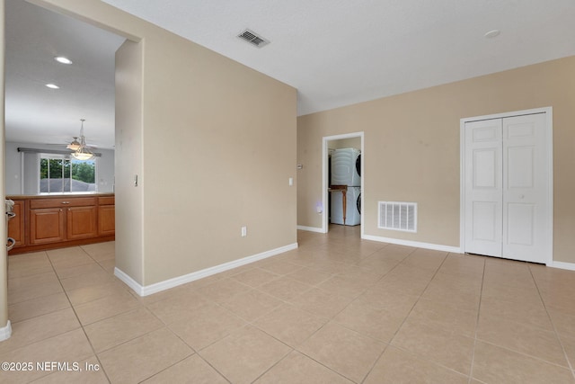 25122 Chipshot Ct, Sorrento, FL 32776 - spare room featuring light tile patterned floors, recessed lighting, a ceiling fan, and washer / clothes dryer