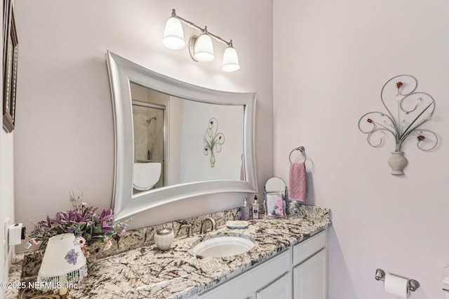 2645 Oakgrove Ave, Saint Augustine, FL 32092 - full bathroom with vanity and a shower with shower door