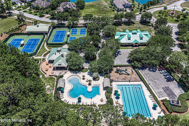 2645 Oakgrove Ave, Saint Augustine, FL 32092 - aerial view of property and surrounding area with a pool area