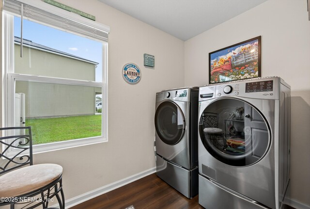 2069 Denton Trce, Green Cove Springs, FL 32043 - washroom with dark wood-style flooring and washing machine and dryer