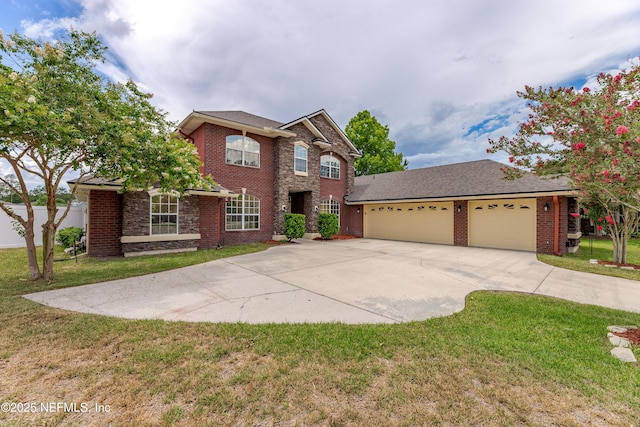 1300 Coopers Hawk Way, Middleburg, FL 32068 - traditional-style house with concrete driveway, a front lawn, and brick siding