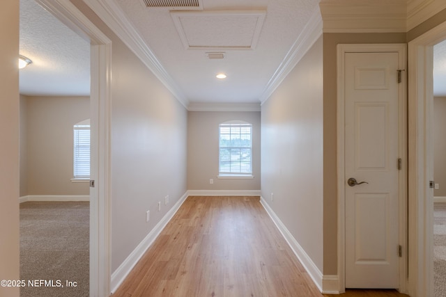 1300 Coopers Hawk Way, Middleburg, FL 32068 - corridor featuring light wood-style floors, ornamental molding, and recessed lighting