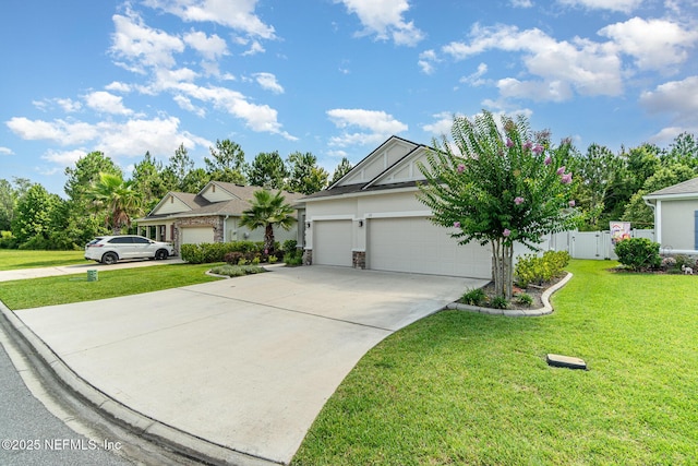 22 Sandstone Dr, Saint Augustine, FL 32086 - ranch-style home with concrete driveway, a garage, and stone siding