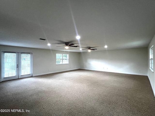 523 Eloise St, Macclenny, FL 32063 - carpeted spare room featuring a ceiling fan, recessed lighting, and french doors