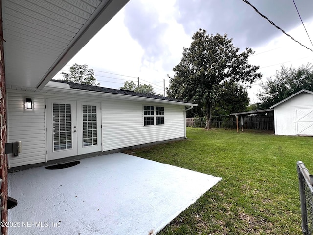 523 Eloise St, Macclenny, FL 32063 - view of yard with a patio area, french doors, and a storage unit
