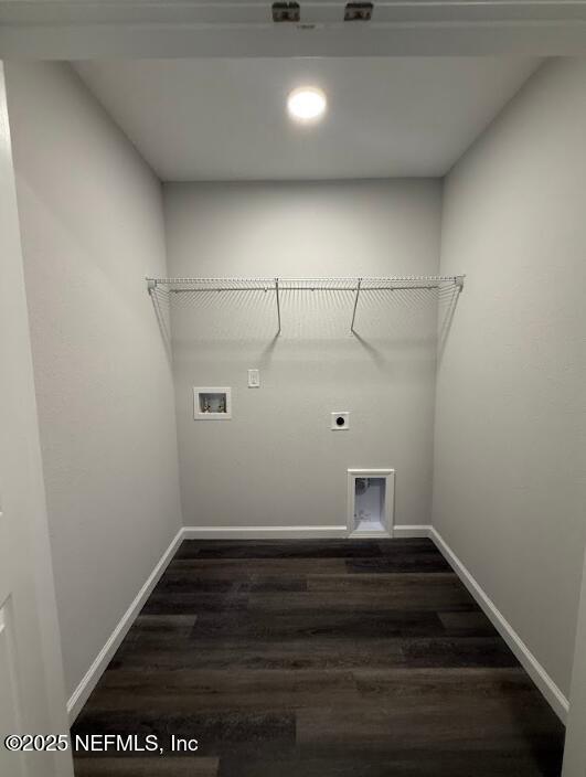 3138 Phyllis St, Jacksonville, FL 32205 - laundry area featuring dark wood-style floors, hookup for a washing machine, hookup for an electric dryer, and recessed lighting