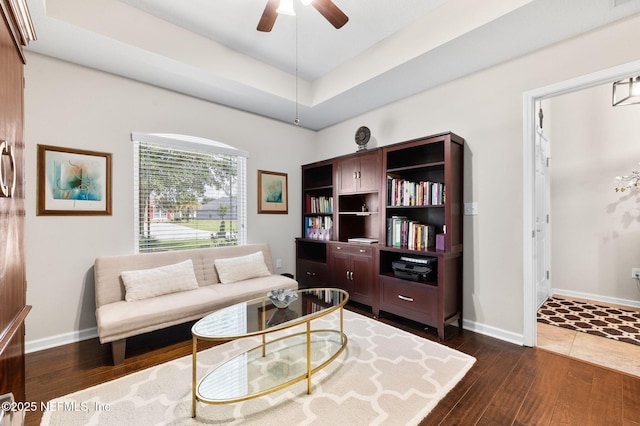 338 Deerfield Glen Dr, Saint Augustine, FL 32086 - living room featuring dark wood-style floors and ceiling fan