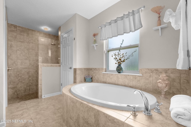 338 Deerfield Glen Dr, Saint Augustine, FL 32086 - full bath with walk in shower, a bath, and tile patterned floors