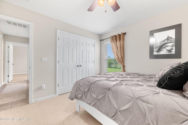 338 Deerfield Glen Dr, Saint Augustine, FL 32086 - carpeted bedroom featuring a closet and a ceiling fan
