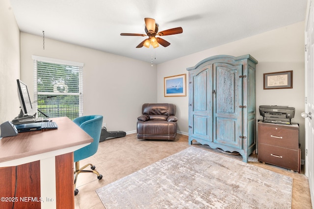 338 Deerfield Glen Dr, Saint Augustine, FL 32086 - home office featuring ceiling fan and tile patterned flooring