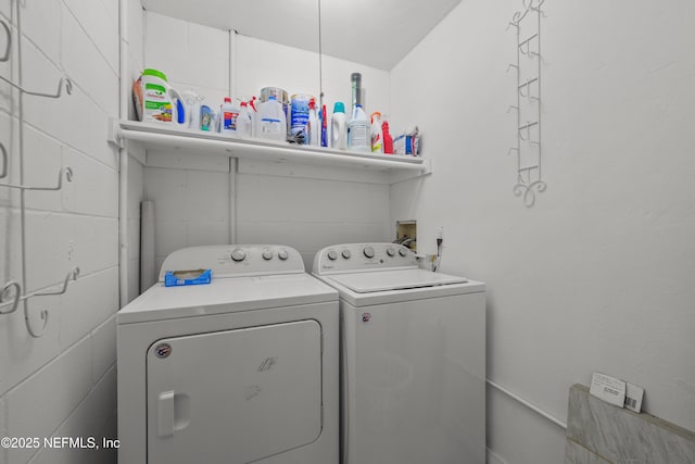 1206 Mayport Landing Cir, Jacksonville, FL 32233 - washroom with separate washer and dryer and concrete block wall