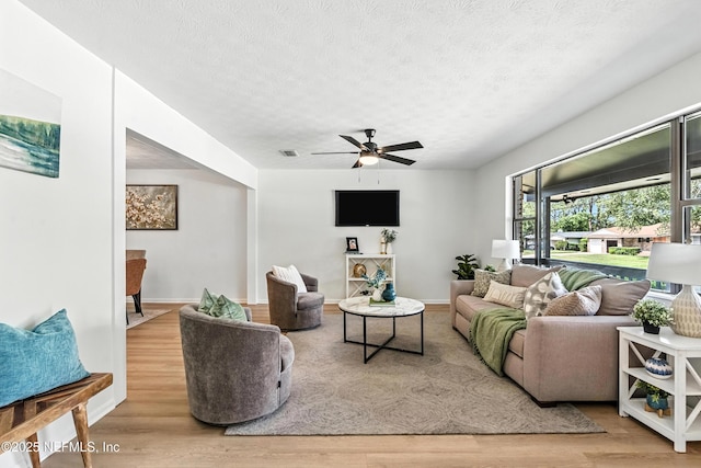 1900 Dalamon St, Jacksonville, FL 32211 - living area with wood finished floors, a textured ceiling, and ceiling fan