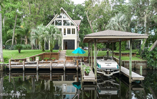 3793 Forest Dr, Middleburg, FL 32068 - dock featuring a water view and a lawn