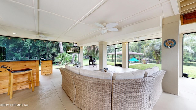 3793 Forest Dr, Middleburg, FL 32068 - sunroom / solarium with ceiling fan and an outdoor living space