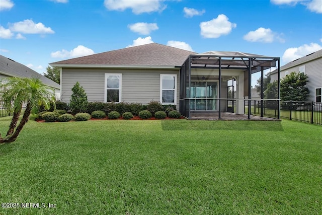 85212 Champlain Dr, Fernandina Beach, FL 32034 - rear view of property featuring a lanai and a shingled roof