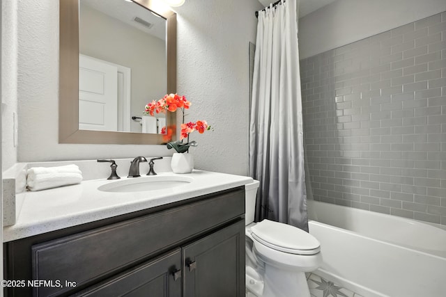 24 Tradesman Ln, Saint Johns, FL 32259 - full bath with vanity, shower / tub combo, a textured wall, and tile patterned floors
