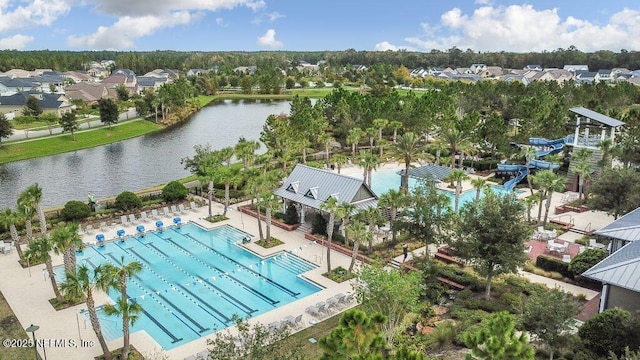 144 Oakmoss Dr, Saint Johns, FL 32259 - aerial view of residential area featuring a pool area and a large body of water