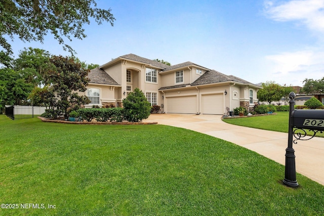 2025 Castle Point Ct, Fleming Island, FL 32003 - mediterranean / spanish home featuring stucco siding, driveway, and a garage