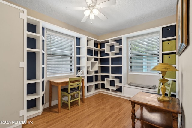 3207 Plum St, Jacksonville, FL 32205 - sitting room with a textured ceiling, wood finished floors, and ceiling fan