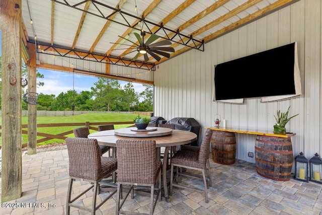 44677 Green Meadows Ln, Callahan, FL 32011 - view of patio / terrace featuring outdoor dining space and a ceiling fan