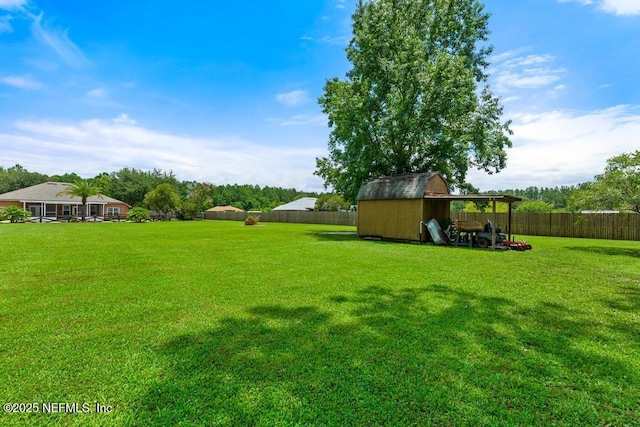 44677 Green Meadows Ln, Callahan, FL 32011 - fenced backyard featuring a storage shed