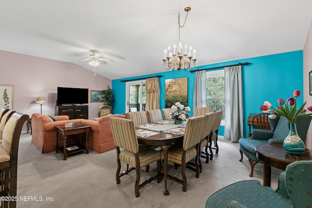 945 Registry Blvd Unit 312, Saint Augustine, FL 32092 - dining room featuring lofted ceiling, a chandelier, and ceiling fan