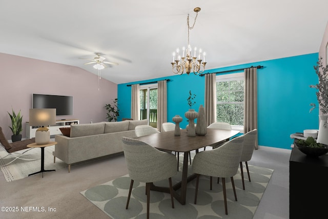 945 Registry Blvd Unit 312, Saint Augustine, FL 32092 - dining space featuring vaulted ceiling, ceiling fan, and a chandelier