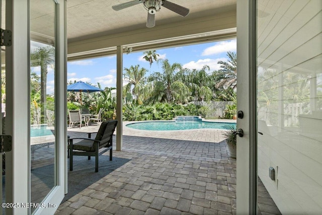 508 Lighthouse Ct, Neptune Beach, FL 32266 - view of patio with ceiling fan and an outdoor pool